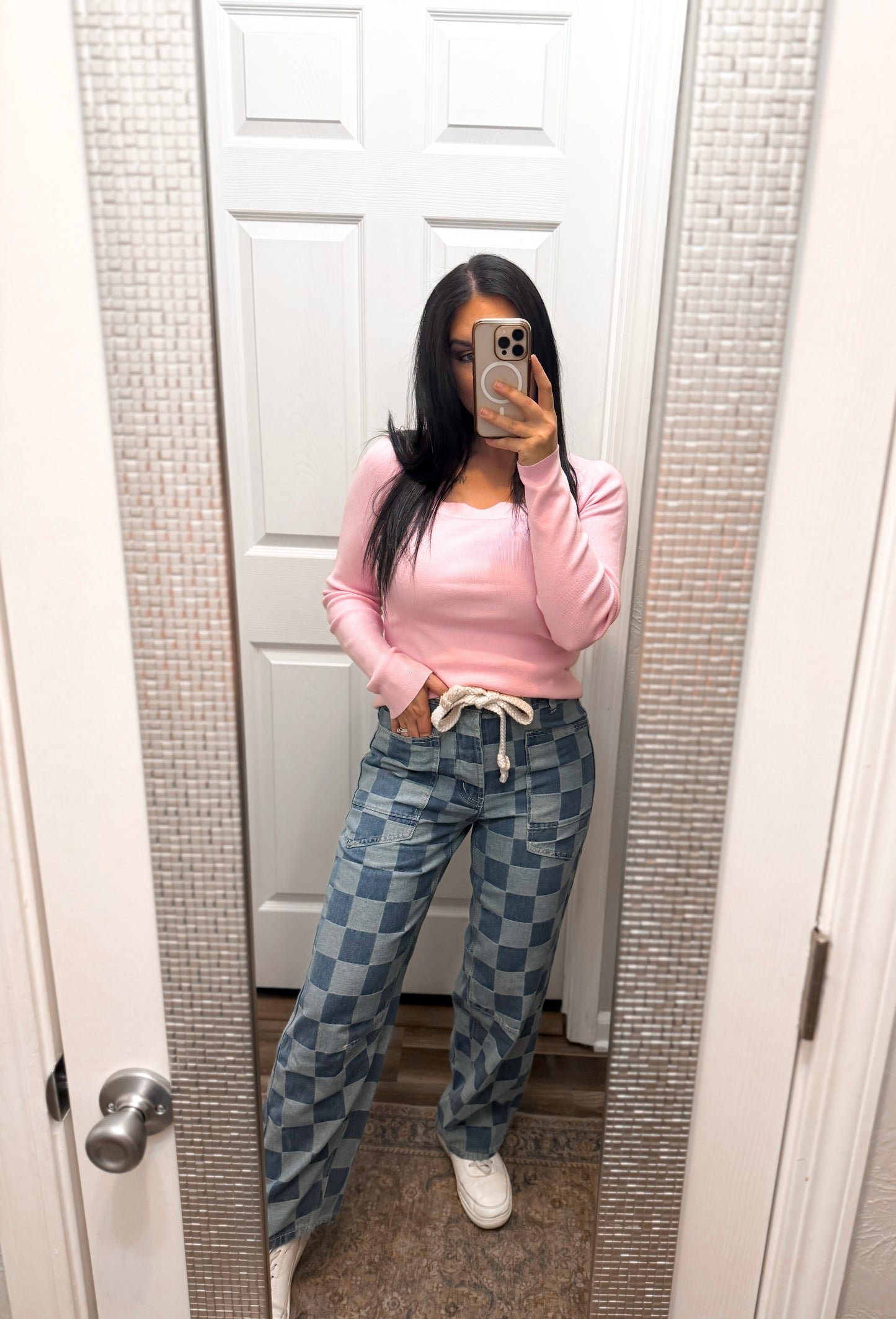 Vintage Checkered Denim Pants