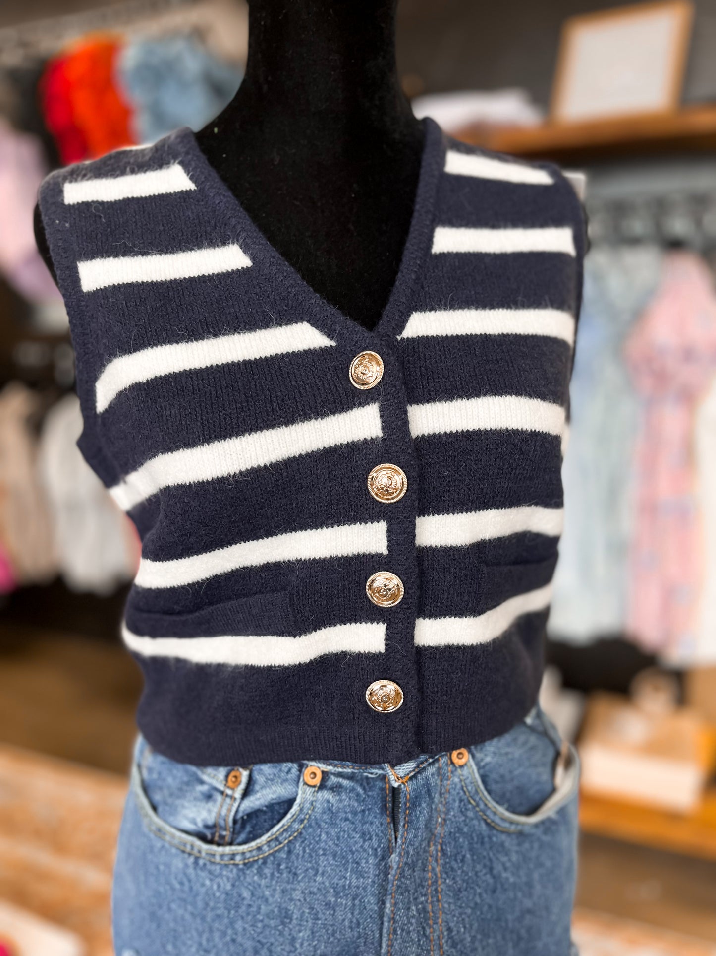 Navy Stripe Vest