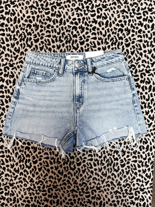 Small Town Smokeshow Denim Shorts- Light Wash