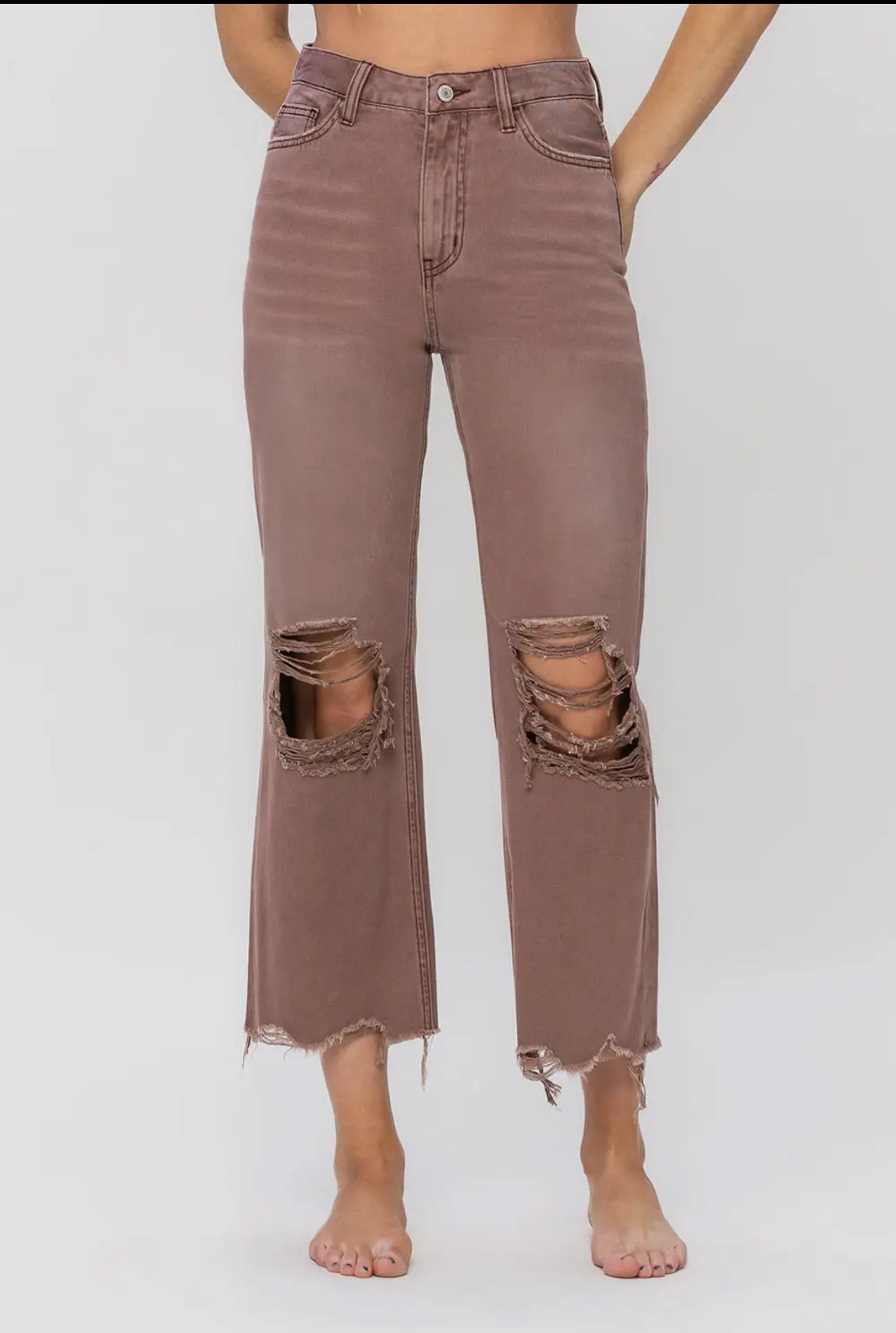 90's Vintage Crop Jeans- Brown