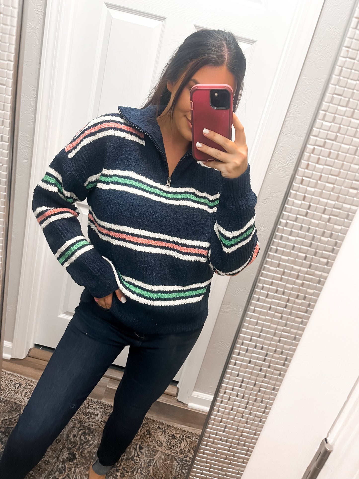 Striped Zip Up