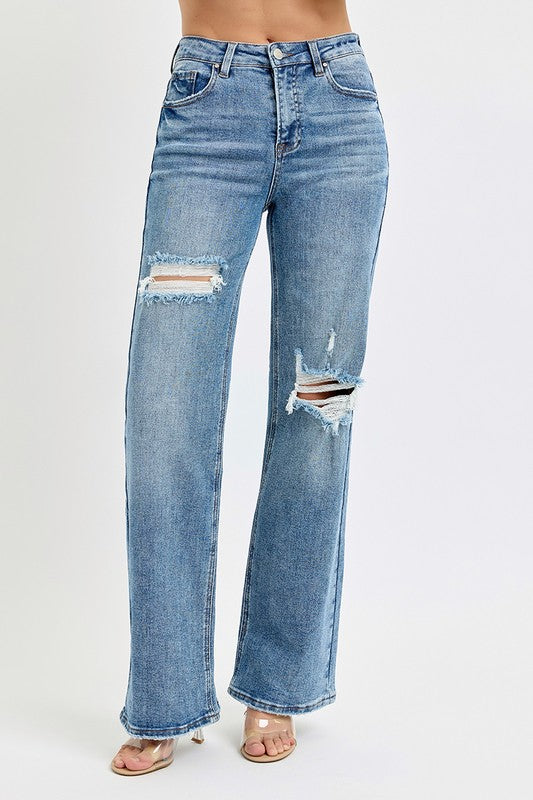 Risen Tummy Control Distressed Jeans