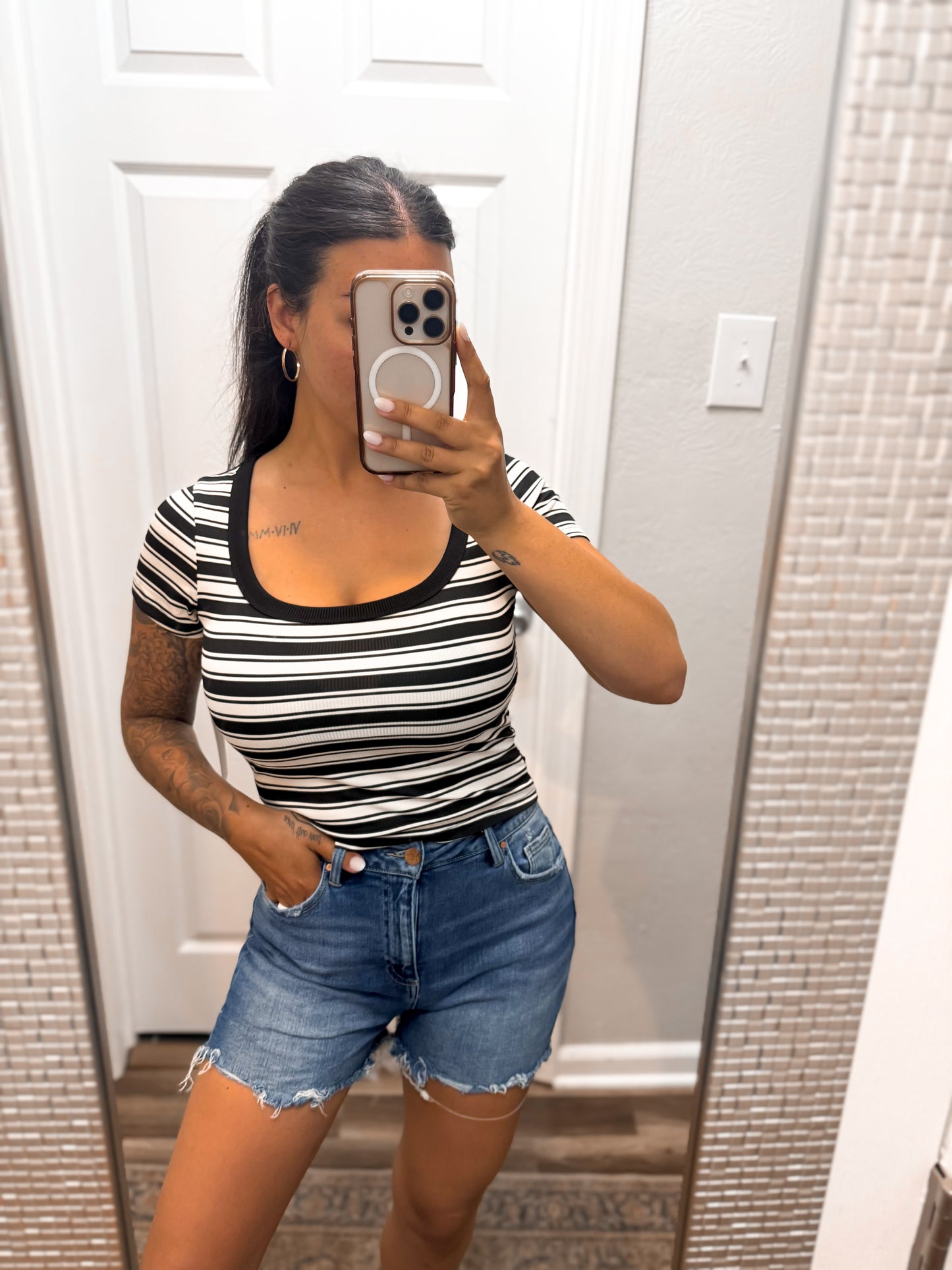 Everyday Striped Top - Black