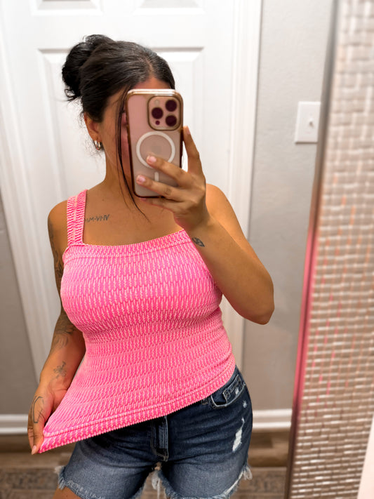 The Talley Textured Tank- Fuschia