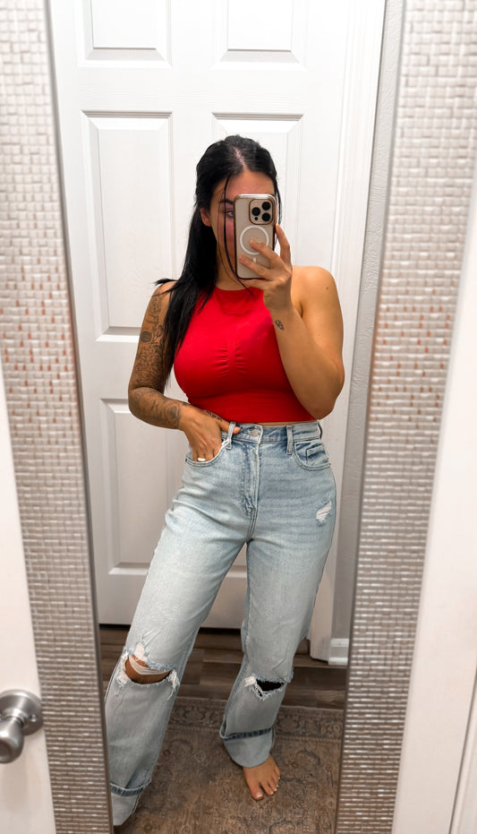 Super High Rise Dad Jean- Cello