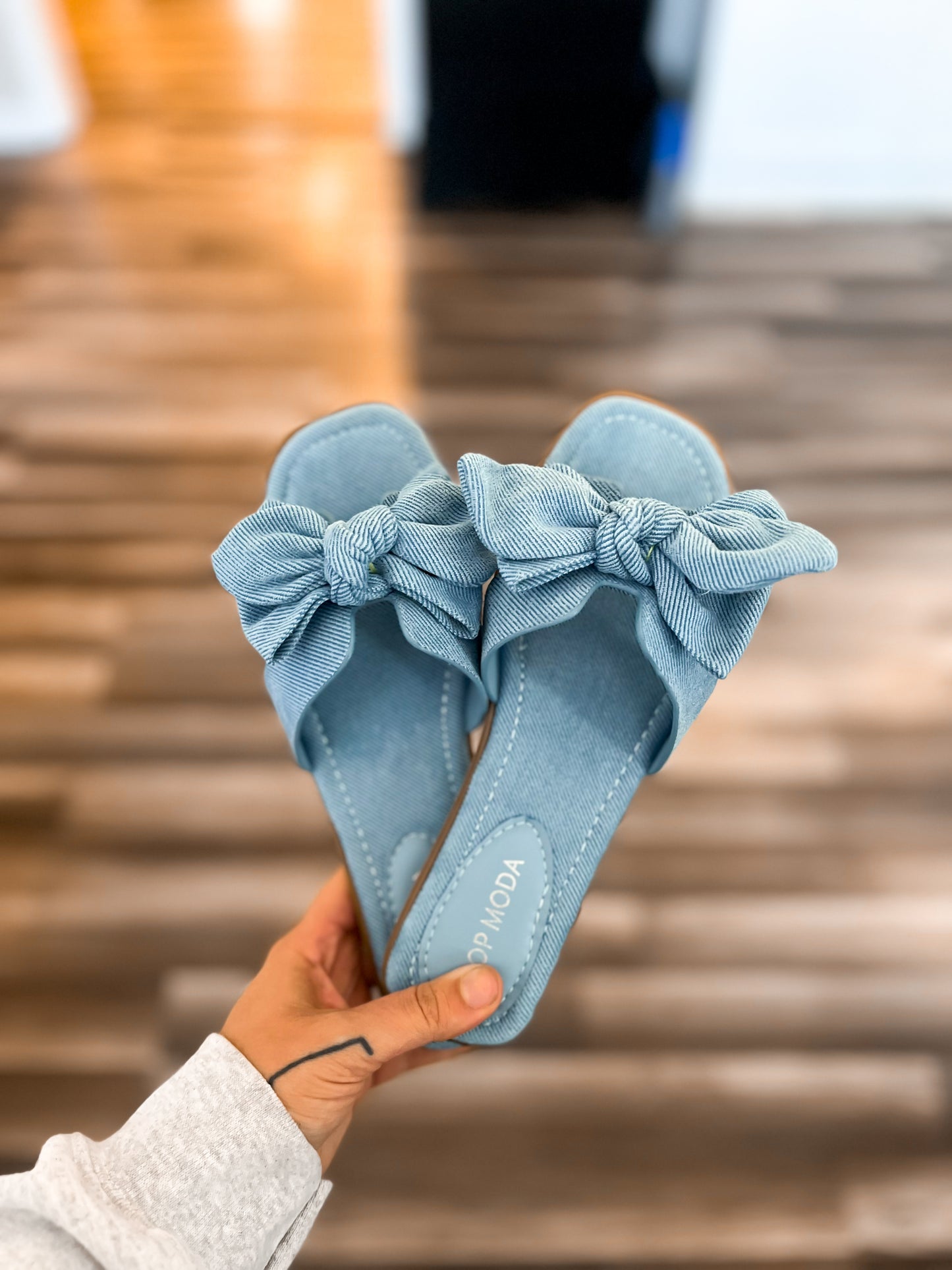 Bow Sandals- Denim