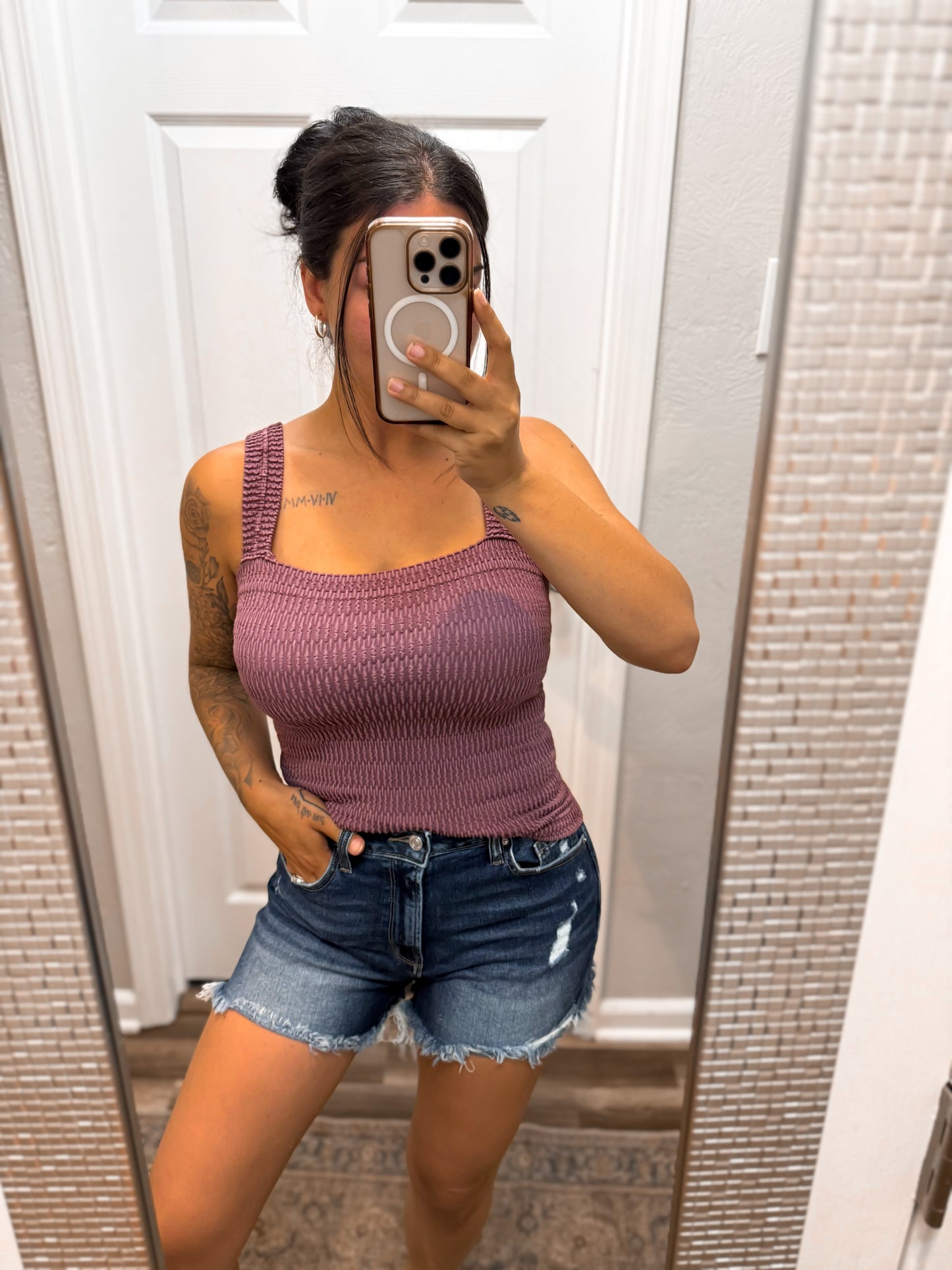 The Talley Textured Tank- Eggplant