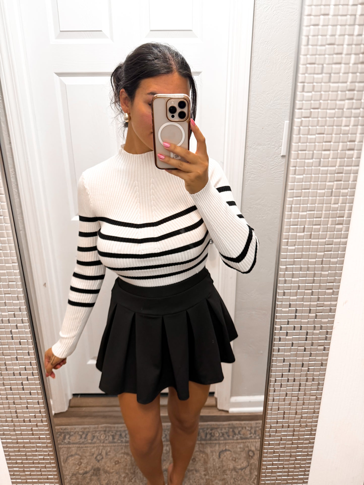 The Classic Striped Long Sleeve Top- Ivory