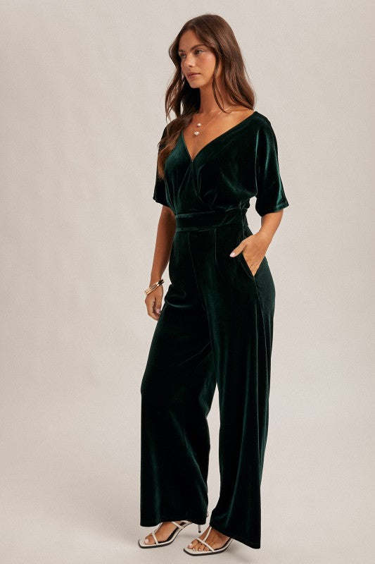 Santa's Favorite Velvet Jumpsuit - Green