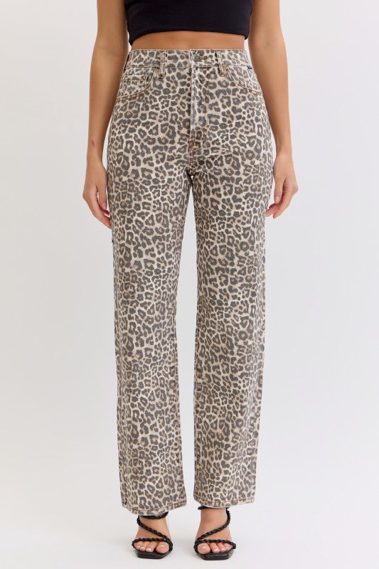 Cheetah Cello High Rise Dad Jean