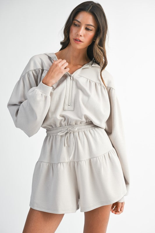 Scuba Romper - Zip Front Hooded Style