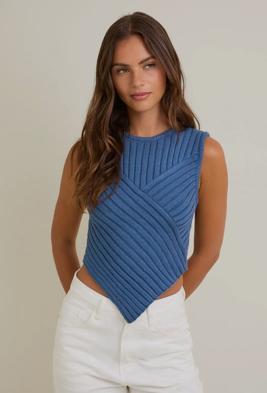 Scarf Hem Sleeveless Sweater Top