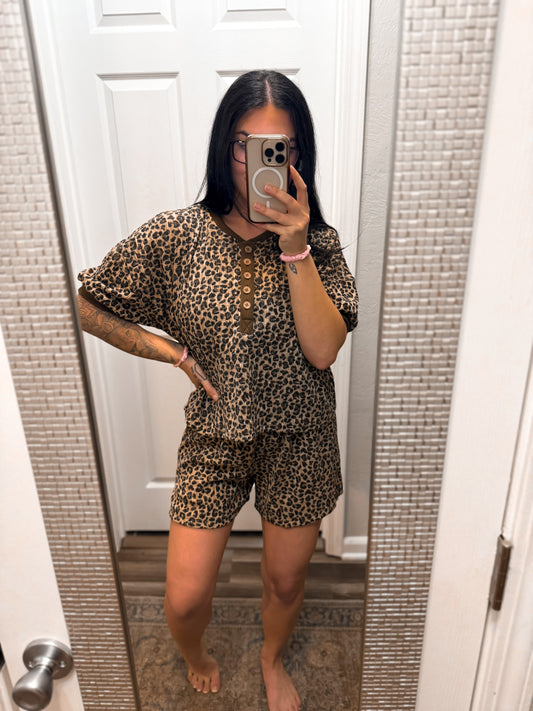 Leopard Top And Shorts Set