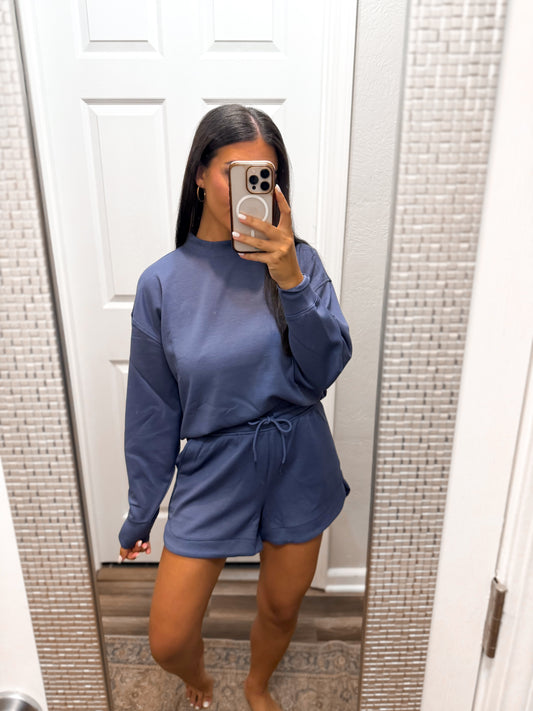 Scuba Pullover & Shorts Set- Indigo