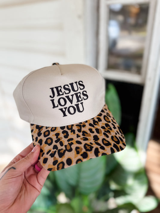 Jesus Loves You Hat- Cheetah