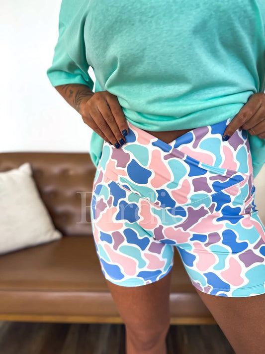 Spring Duck Camo Biker Shorts